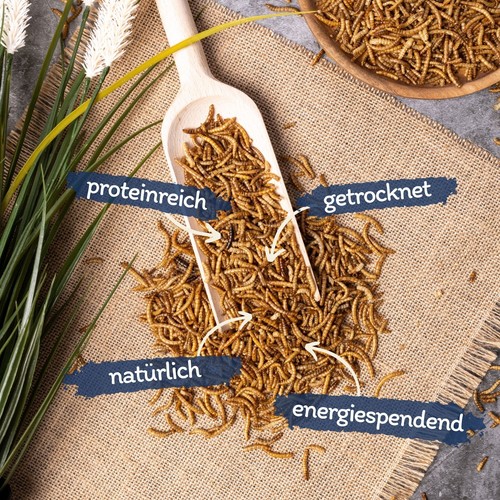 10 kg Mehlwürmer getrocknet Vogelfutter Fische Nager Reptilien Igel Lyra Pet® - Bild 2 von 7