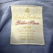 Brooks Brothers Golden Fleece Blue Button Dress Shirt 16 33 Italy USA French Cuf
