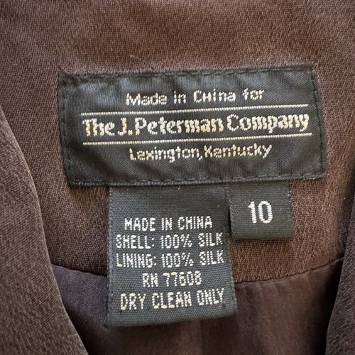 The J.Peterman Company Women’s Sz 10 Sueded 100 % Silk Brown Blazer Jacket - Picture 4 of 14