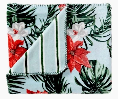 Tommy Bahama Festive Palms Fleece Reversible Throw Blanket 50"x 70" NEW/Sealed