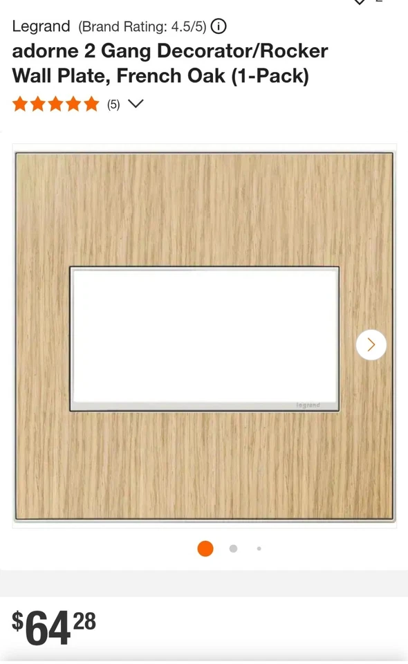 Paquete de 4 placas de pared de 2 velocidades de roble francés Legrand Adorne nuevas  Foto 3 de 3