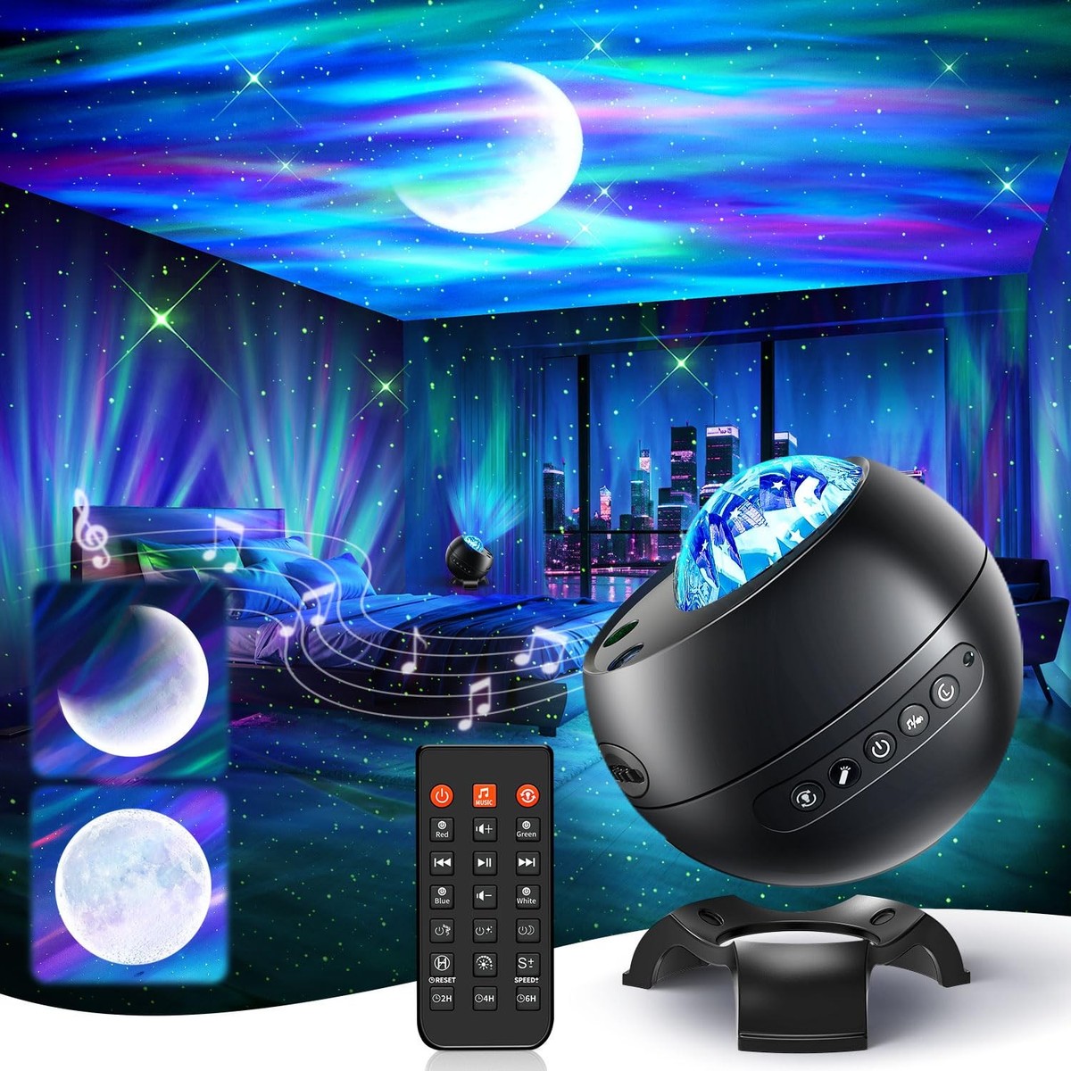 Galaxy Projector w/ 15 White Noise & Bluetooth - Aurora Light for