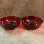 Vintage 1950s anchor hocking glass Royal ruby red Footed salad bowl lot of two