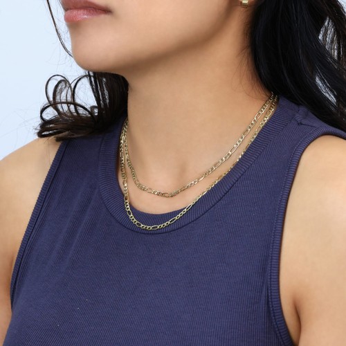 10K Yellow Gold 3.5mm Figaro Italian Chain Link Necklace Mens Women 16"-30" - Picture 9 of 81