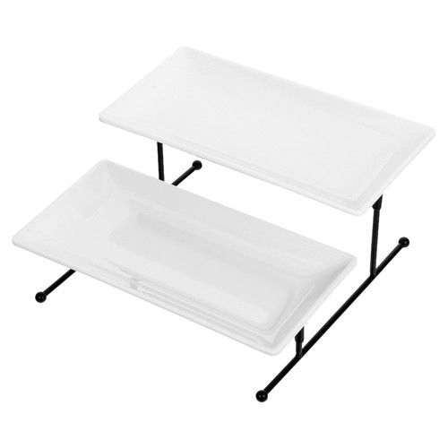 Bandeja para servir soporte para cupcakes: bandeja para servir de 2 niveles - soporte para cupcakes en niveles con - Imagen 6 de 17