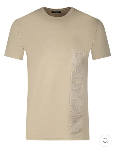 Balmain Vertical Embossed Logo Men’s T Shirt / Stone Colour Size L Uk - Picture 1 of 11