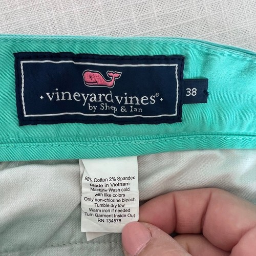 Vineyard Vines Mens Shorts Casual Chino Flat Front Aqua Blue Size 38 - Picture 4 of 4