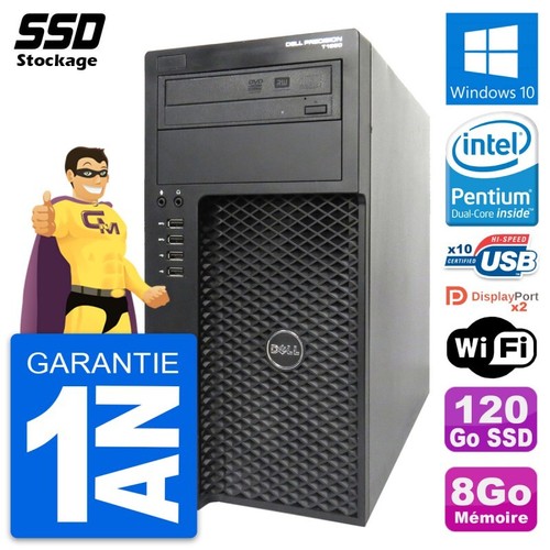 PC tour Dell Precision T1650 MT Pentium G2020 RAM 8Go SSD 120Go Windows 10 Wifi - Foto 1 di 8