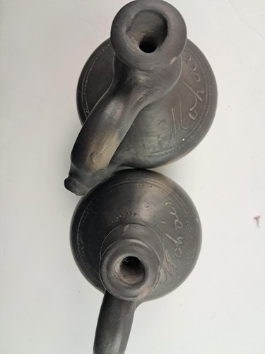 Set of 2 Antique Blackened Rare Small Water Drinking Pitchers Circa 1908 - Picture 14 of 14