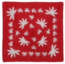22"x22" Red With White Weed Pot Leaves Marijuana Cannabis 100 Cotton Bandana