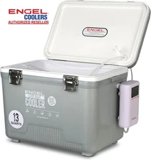 Engel 13 QT Pro Live Bait Cooler with Rechargeable Aerator Silver or Tan