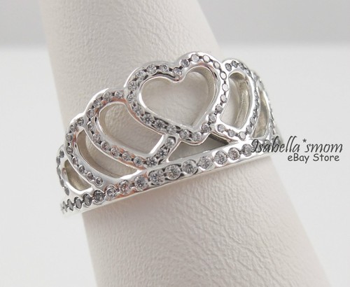 HEARTS TIARA Authentic PANDORA Silver CROWN Ring 8.5/58 190958CZ NEW w POUCH! - Picture 5 of 7