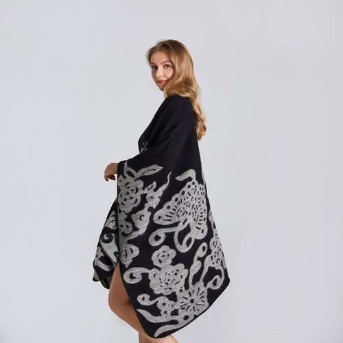 Luxury Celeb Cashmere Like Poncho Blanket Wrap Shawl Cape Cloak Mantle Scarf Big - Picture 19 of 81