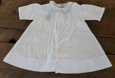 Vintage Handmade in the Philippines Pale Blue Embroidered Infant Dress Ducks