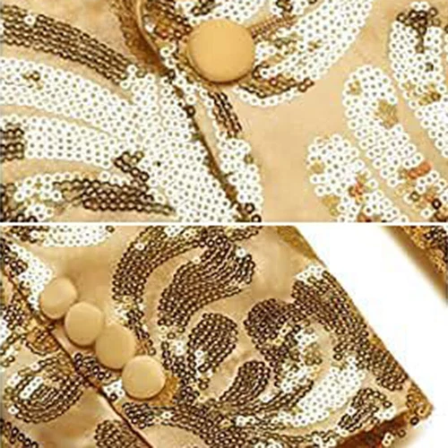 Men Lapel Jacket Blazer Suit Floral Sequin Shawl Coat Party Showman Costume Slim - Picture 9 of 24