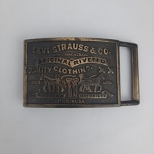 Vintage 1970s Levi Strauss  Co. Original Brass Belt Buckle Made in USA