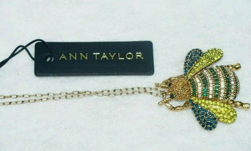 FABULOUS! ANN TAYLOR RHINESTONE LOADED BUMBLEBEE NECKLACE PENDANT NEW WITH TAG - Picture 4 of 4