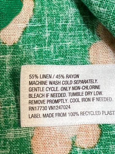 Tabitha Brown Shirt L Green Orange Fruit Print Linen Blend Button Front - Imagen 4 de 6