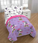 4pc Disney Minnie Mouse Purple Love Twin Bed Set: includes COMFORTER + SHEET SET