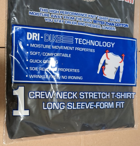 NEW Men's T-Shirt Small Black Lot of 2 Dri-Duke Moisture Transport Long Sleeve - Picture 4 of 8