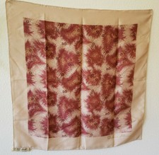 Vintage Silk Scarf Anne Klein Robinson  Golluber Wine Beige 21 x 20. Japan