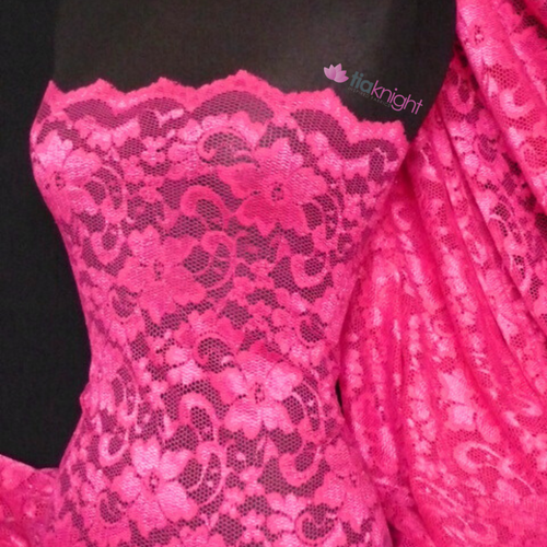 Lace Scalloped Floral Stretch Elastane Jersey Dress Fabric- Q615 By Tia Knight - Picture 7 of 10
