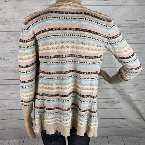 Daytrip Cardigan Sweater Small Pastel Striped Open Front Thin Knit Casual Light - Bild 9 von 12