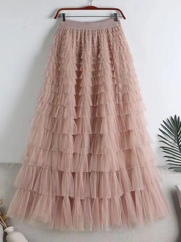 Fashion Mesh Skirt Women High Waist A-line Gauze Spliced Loose Skirts New - Picture 10 of 43