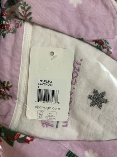 Print Cotton Flannel Pajamas PJ Salvage Lavender Glow Size L New - Picture 8 of 8