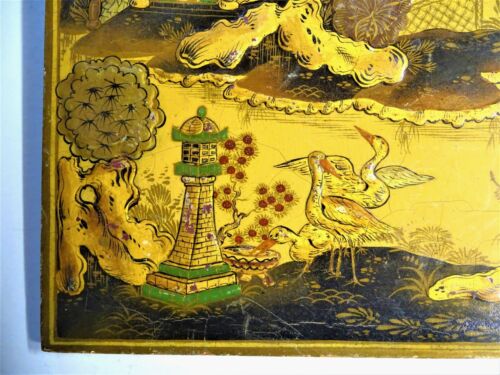 Antike Republik Periode Chinesische Lack Holz Plakette Gelb Ocker Gold Grün Rot - Bild 2 von 8