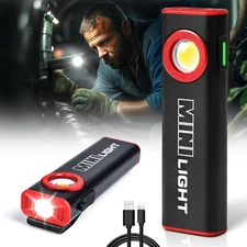 LED Work Light, 1600 Lumens Mini Magnetic Flat EDC Flashlight with Clip, 3 Modes