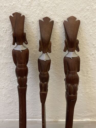 Job Lot 3 Rustic Wooden Wall Kitchen Décor Wooden Spoon Knife Fork 39 Cm H - Picture 3 of 12