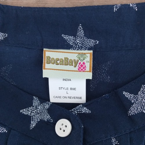 Boca Bay Navy Blue Starfish Button Up Top Womens Large Blouse Lightweight Cotton - Picture 3 of 6