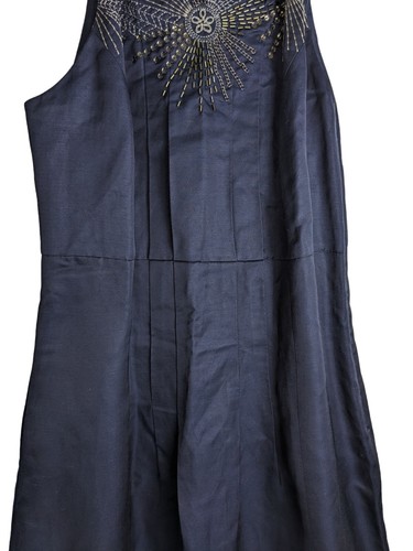Vestido Monzón Azul Marino Adornado Talla 8 Invitado Boda Cuello Halter - Imagen 6 de 7