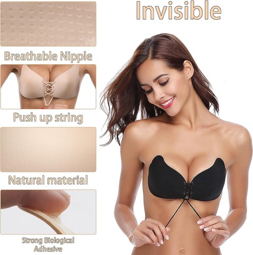 Adhesive Bra Strapless Bra Backless Bra Invisible Bra with 2 Piece (Size:C) - Picture 3 of 6