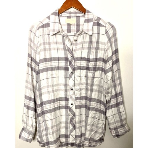 Melloday Damen super weiches kariertes Button Down Hemd Flanell Langarm Oberteil Gr. M