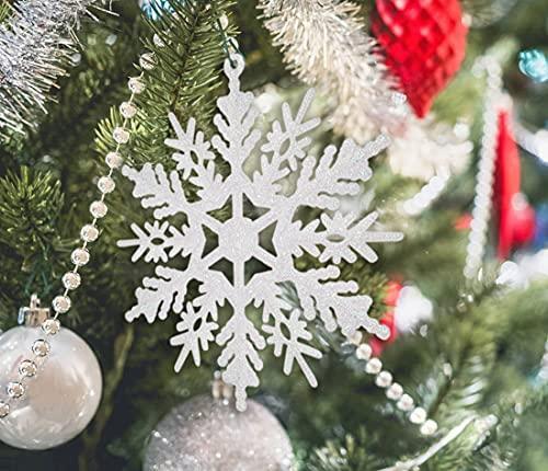 6pcs Large White Snowflakes Ornaments 12” Big Plastic Glitter Snowflake for - Picture 8 of 9