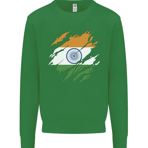 Torn India Flag Indian Day Football Kids Sweatshirt Jumper - Picture 62 of 97