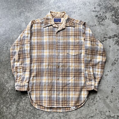 Vintage 1970s Pendleton Western Wear Plaid Wool Button Up Flannel