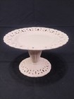 Porcelain Pedestal Cake Stand With Lace Pattern Edge 5" X 8" I. Godinger & Co. 