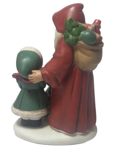 VTG Christmas Santa Claus and Girl Holding Teddy Bear Figurine - Picture 5 of 13