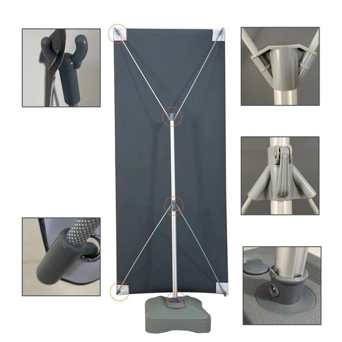 30" x 72" Resistente Exterior Recargado de Agua Doble Cara Exhibición X Soporte Banner - Imagen 5 de 11