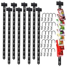12 Pack Station Hanging Merchandise Strips with S Hooks, 12 Stations Plastic 