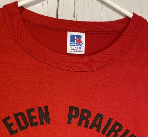 VTG Eden Prairie Minnesota Football 1986 Red Graphic Large XL T-Shirt Made USA - Picture 5 of 9