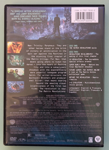 The Matrix Revolutions (DVD, 2004, 2-Disc Set, Widescreen) - Bild 2 von 2