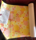 Vintage 1960's Imperial Fabric Wallpaper NOS Flowers Yellow Pink Orange White