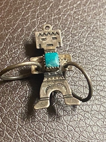 KILLER NAVAJO STERLINGSILBER DINE FRED HARVEY HOOP TÄNZER PIN 1930er S.F. RWY. - Bild 2 von 5