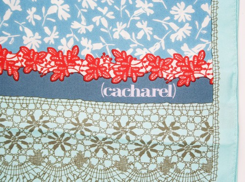 CACHAREL écharpe soie état NEUF foulard silk scarf NEW condition, MADE IN ITALY - Foto 2 di 4