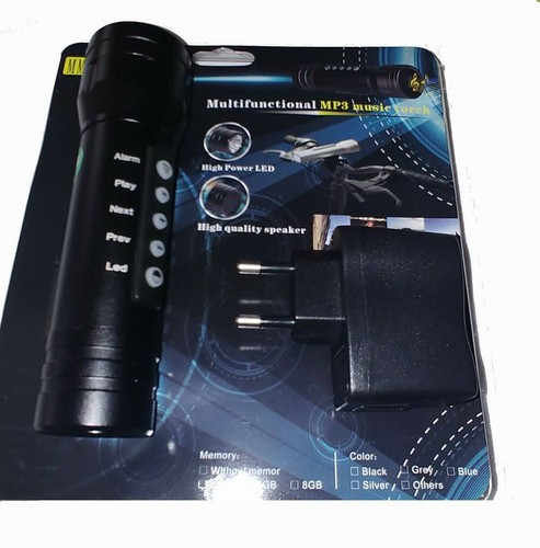 12 pcs Magic Music Torch Bicycle LED Flashlights Alarm. MP3 Speaker/Player USB - 第 7/8 張圖片