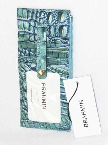 BRAHMIN Classy SEAFOAM OCEAN AQUA BLUE & GREEN FINLEY BUSINESS CARRYALL & WALLET - Picture 9 of 9